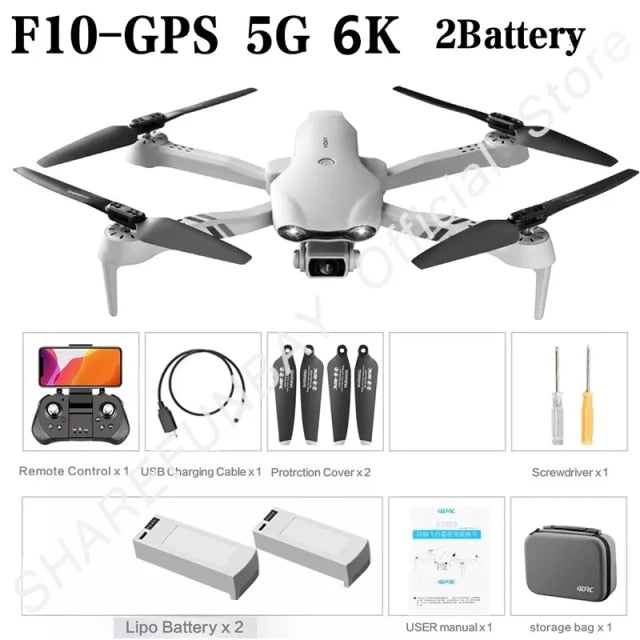 SHAREFUNBAY New F10 Drone 4k Profesional GPS Drones With Camera Hd 4k Cameras Rc Helicopter 5G WiFi Fpv Drones Quadcopter Toys