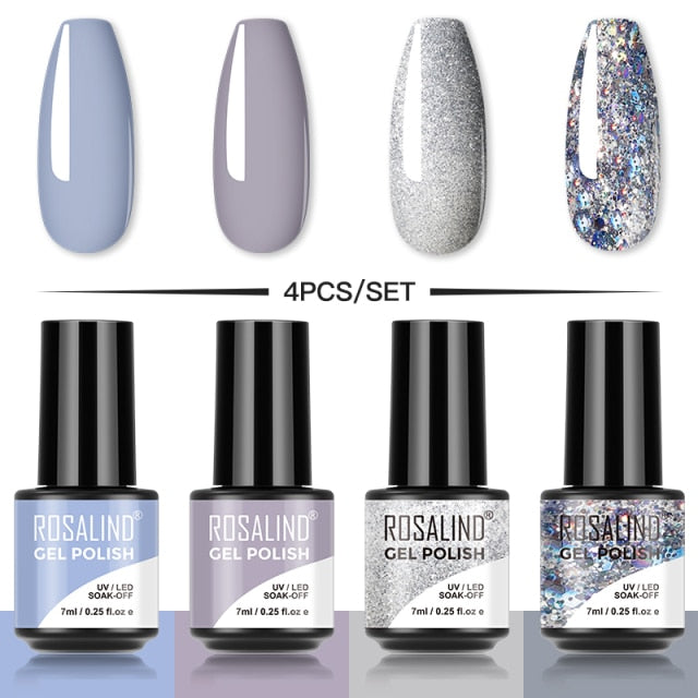 ROSALIND Gel Nail Polish Set 4/6PCS Mix Color Nail Kit For Manicure Nail Polish Vernis Semi Permanent UV Lamp Gellak Nail Kit