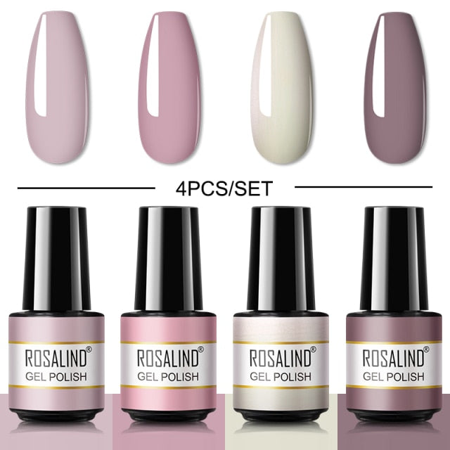 ROSALIND Gel Nail Polish Set 4/6PCS Mix Color Nail Kit For Manicure Nail Polish Vernis Semi Permanent UV Lamp Gellak Nail Kit