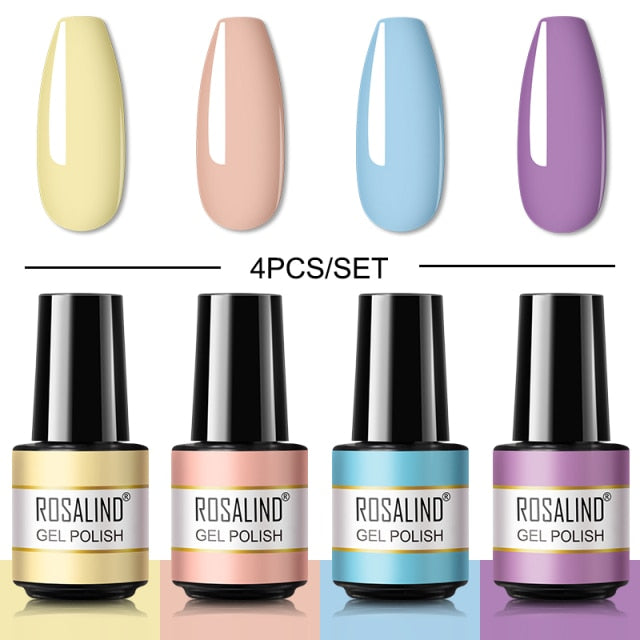 ROSALIND Gel Nail Polish Set 4/6PCS Mix Color Nail Kit For Manicure Nail Polish Vernis Semi Permanent UV Lamp Gellak Nail Kit
