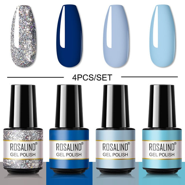 ROSALIND Gel Nail Polish Set 4/6PCS Mix Color Nail Kit For Manicure Nail Polish Vernis Semi Permanent UV Lamp Gellak Nail Kit