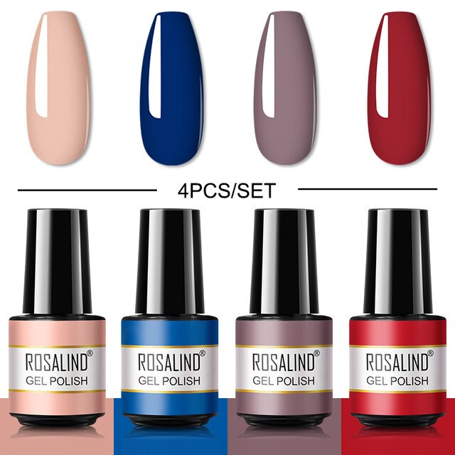 ROSALIND Gel Nail Polish Set 4/6PCS Mix Color Nail Kit For Manicure Nail Polish Vernis Semi Permanent UV Lamp Gellak Nail Kit
