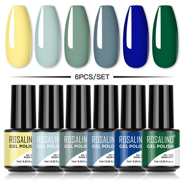 ROSALIND Gel Nail Polish Set 4/6PCS Mix Color Nail Kit For Manicure Nail Polish Vernis Semi Permanent UV Lamp Gellak Nail Kit