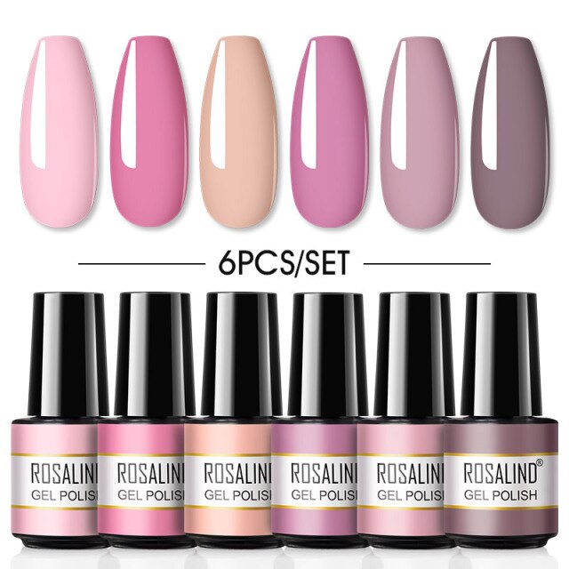 ROSALIND Gel Nail Polish Set 4/6PCS Mix Color Nail Kit For Manicure Nail Polish Vernis Semi Permanent UV Lamp Gellak Nail Kit
