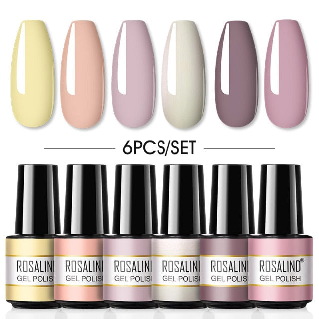 ROSALIND Gel Nail Polish Set 4/6PCS Mix Color Nail Kit For Manicure Nail Polish Vernis Semi Permanent UV Lamp Gellak Nail Kit