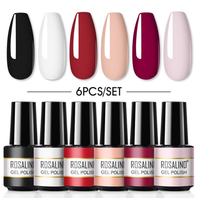 ROSALIND Gel Nail Polish Set 4/6PCS Mix Color Nail Kit For Manicure Nail Polish Vernis Semi Permanent UV Lamp Gellak Nail Kit
