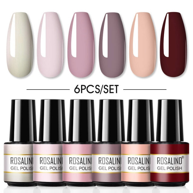 ROSALIND Gel Nail Polish Set 4/6PCS Mix Color Nail Kit For Manicure Nail Polish Vernis Semi Permanent UV Lamp Gellak Nail Kit