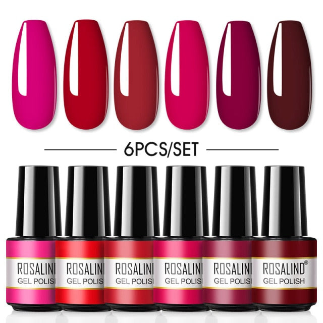 ROSALIND Gel Nail Polish Set 4/6PCS Mix Color Nail Kit For Manicure Nail Polish Vernis Semi Permanent UV Lamp Gellak Nail Kit