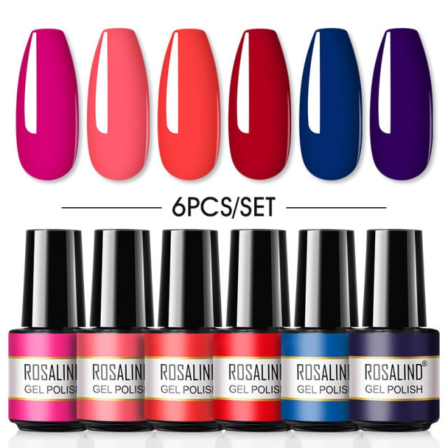 ROSALIND Gel Nail Polish Set 4/6PCS Mix Color Nail Kit For Manicure Nail Polish Vernis Semi Permanent UV Lamp Gellak Nail Kit