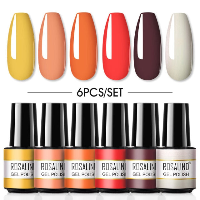 ROSALIND Gel Nail Polish Set 4/6PCS Mix Color Nail Kit For Manicure Nail Polish Vernis Semi Permanent UV Lamp Gellak Nail Kit