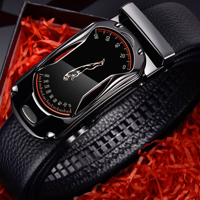 Belts for 3.5cm Width Sports Car Brand Fashion Automatic Buckle Black Genuine Leather Men's Jeans High Quality Waist Male Strap