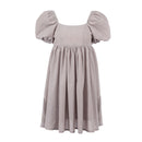 OOTN Vintage Casual Short Dress Summer Women Puff Sleeve A Line Dresses High Waist Square Collar Linen Ladies Dress Khaki 2021