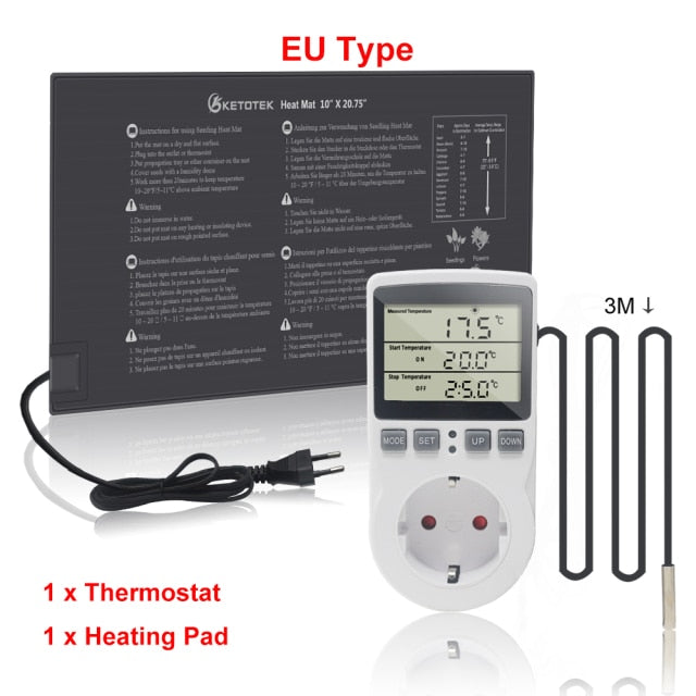 KT3100 Thermostat Digital Temperature Controller Socket Outlet Timer Switch Sensor Heating Cooling 16A 220V for Heat Mat