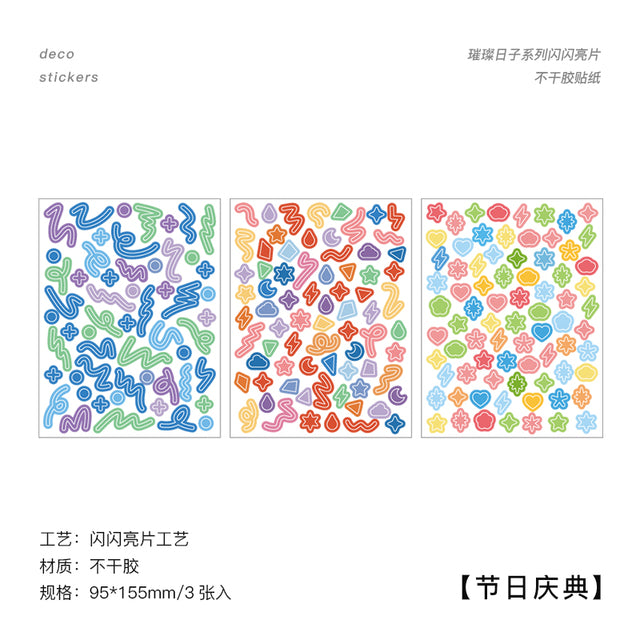 Mohamm 3PCS/Pack kawaii Love ribbon Stickers Scrapbooking Stationery School Supplies