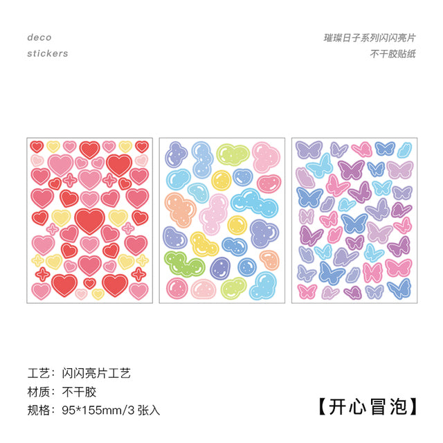 Mohamm 3PCS/Pack kawaii Love ribbon Stickers Scrapbooking Stationery School Supplies