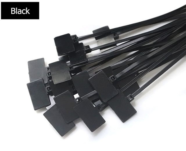 100pcs Easy Mark 4*150mm Nylon Cable Ties Tag Labels Plastic Loop Ties Markers Cable Tag Self-locking Zip Ties