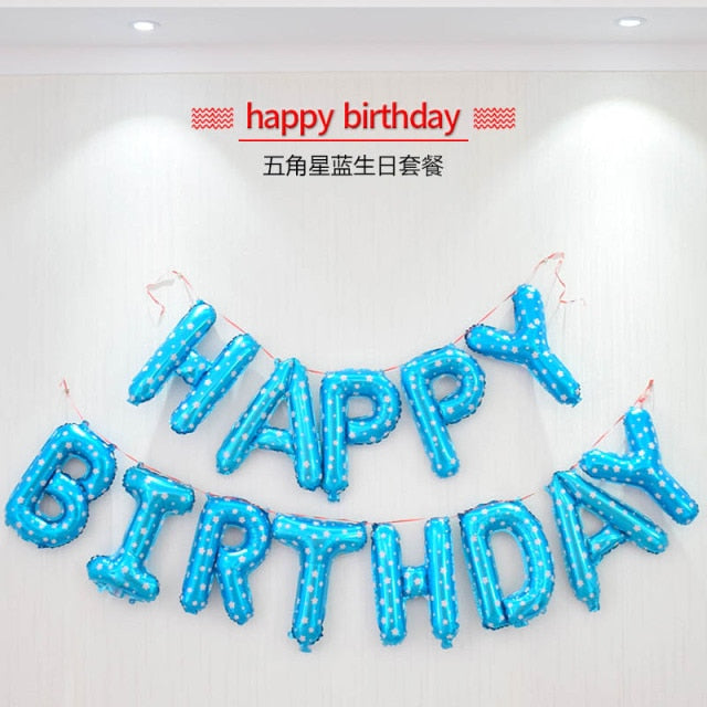 13pcs/set  Happy Birthday Letter Foil Balloons banner baby shower Party Birthday Cake Decortion Globos Kids Gift Inflatable Ball