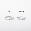 Silver Plated Simple Style Sun  Moon Adjustable Couple Rings  For Men Women Wedding Rings Jewelry Accessories