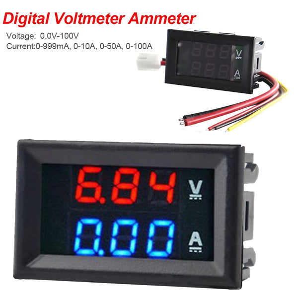 High Quality DC 100V 10A Voltmeter Ammeter Blue + Red LED Amp Dual Digital Volt Meter Gauge