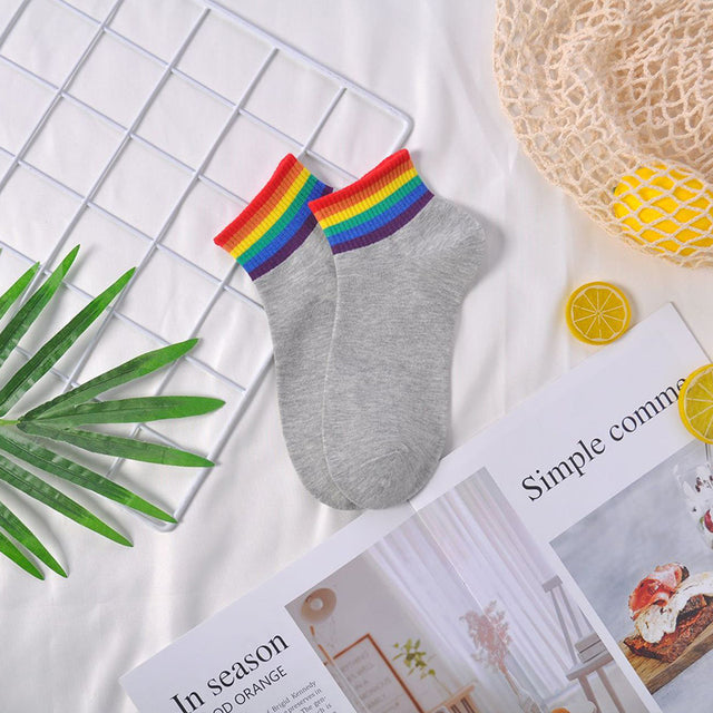 Fashion Socks Cotton Rainbow Stripes Christmas Gift Classic Warm Casual Tide Harajuku Funny Cute Pop Korean Socks For Women