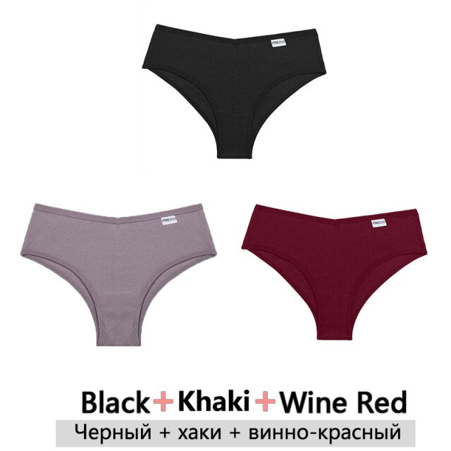 FINETOO 3Pcs/Set Cotton Panties for Women Plus Size Underpants Ladies Cotton Bikini Panties Girl Underwear Female Lingerie M-3XL