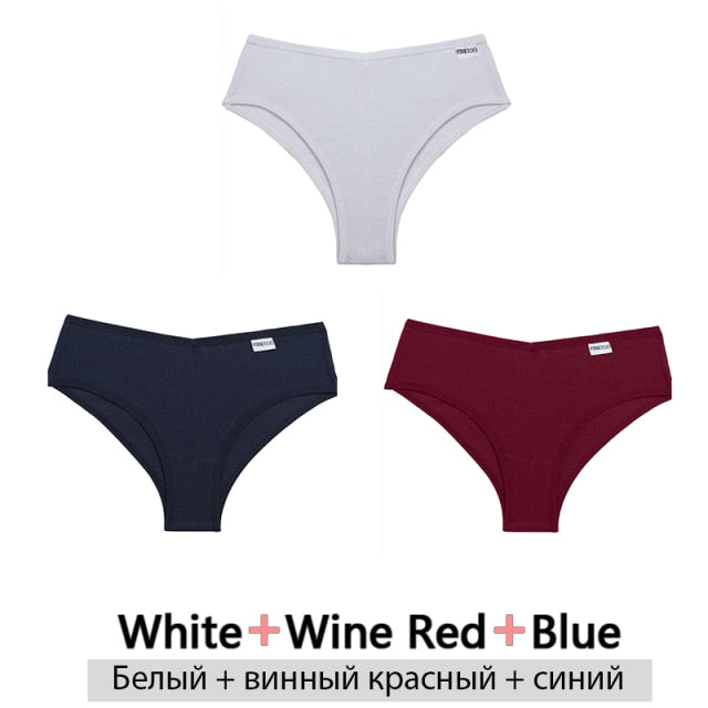 FINETOO 3Pcs/Set Cotton Panties for Women Plus Size Underpants Ladies Cotton Bikini Panties Girl Underwear Female Lingerie M-3XL