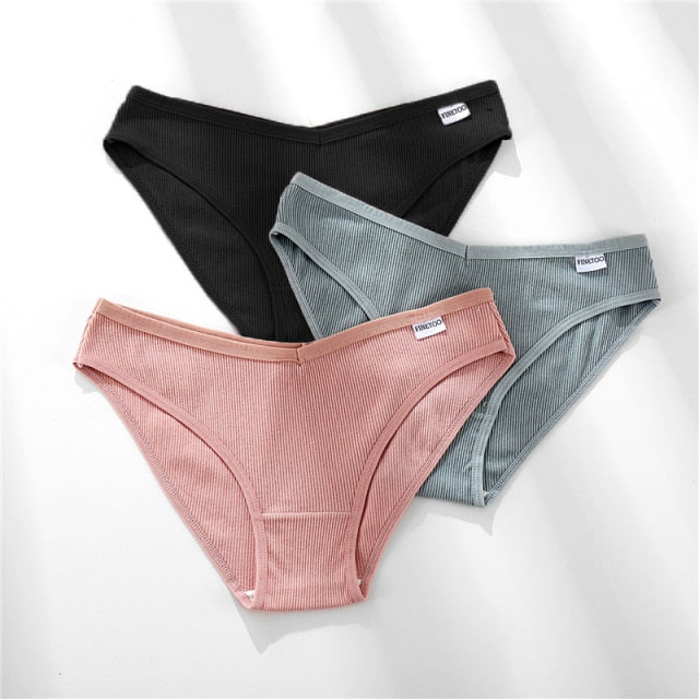 FINETOO 3Pcs/Set Cotton Panties for Women Plus Size Underpants Ladies Cotton Bikini Panties Girl Underwear Female Lingerie M-3XL