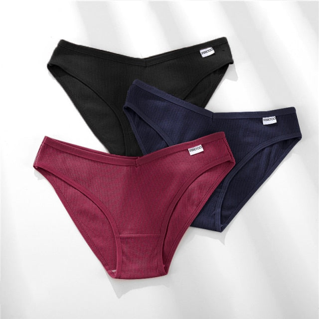 FINETOO 3Pcs/Set Cotton Panties for Women Plus Size Underpants Ladies Cotton Bikini Panties Girl Underwear Female Lingerie M-3XL