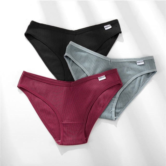 FINETOO 3Pcs/Set Cotton Panties for Women Plus Size Underpants Ladies Cotton Bikini Panties Girl Underwear Female Lingerie M-3XL