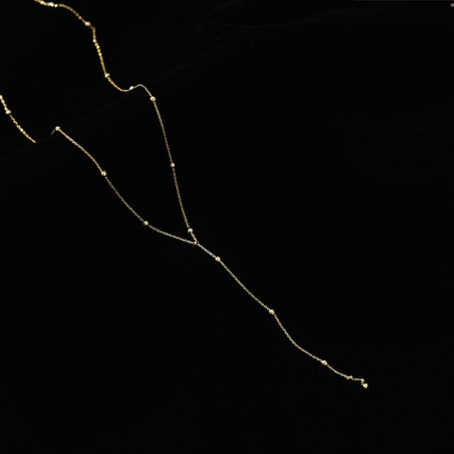 925 Sterling Silver Round Bead Tassel Necklace New Female Summer Simple Clavicle Chain Long Geometric Chain Woman Custom Jewelry