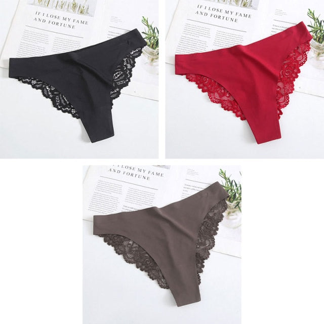 New Sexy Lace G String Panties For Women Nylon Silk Panty Thong Briefs Underwear Lingerie Female Ladies Floral Pantys Underpants