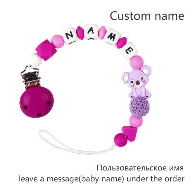 TYRY.HU Personalized Name HandmadeSilicone Chews Nurse Gift Toys Koala Teething Necklace pacifier clip with name DIY BABY custom
