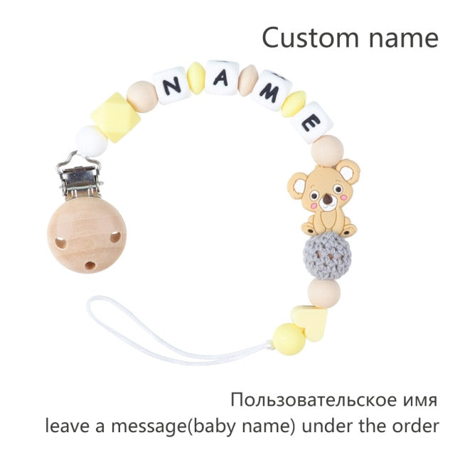 TYRY.HU Personalized Name HandmadeSilicone Chews Nurse Gift Toys Koala Teething Necklace pacifier clip with name DIY BABY custom