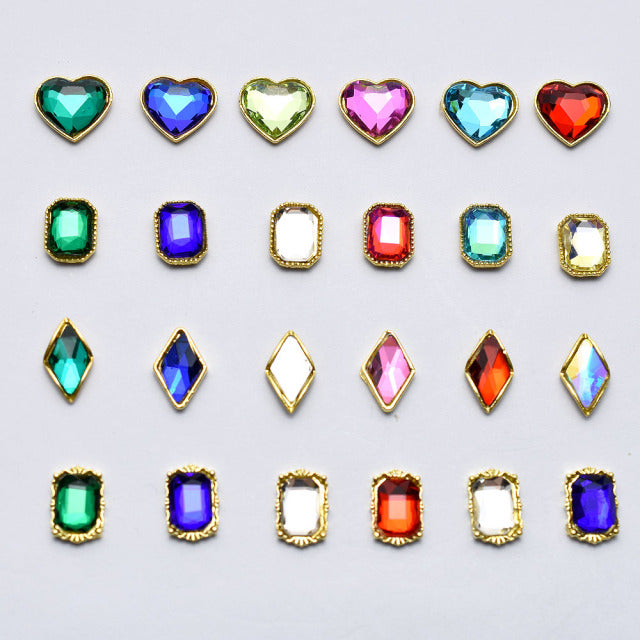 10PCs Mix Random 3D Gems Rhinestones Nails Strass Nail Art Decorations Stone Accessories Supplies Charms Butterfly Glitter