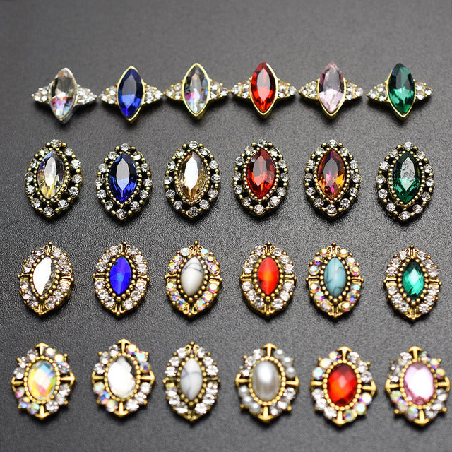10PCs Mix Random 3D Gems Rhinestones Nails Strass Nail Art Decorations Stone Accessories Supplies Charms Butterfly Glitter