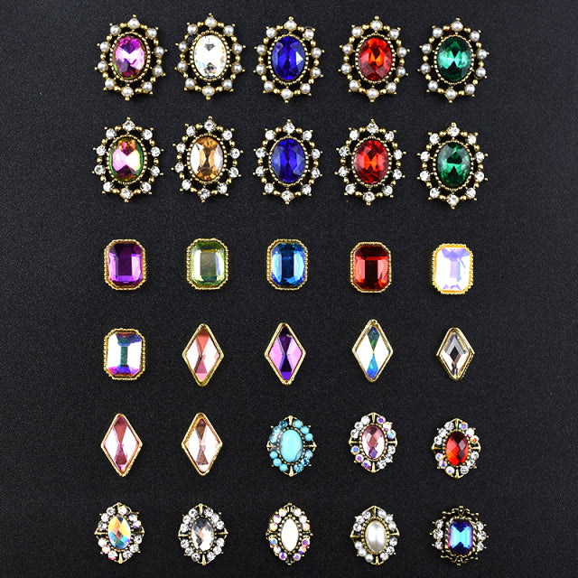 10PCs Mix Random 3D Gems Rhinestones Nails Strass Nail Art Decorations Stone Accessories Supplies Charms Butterfly Glitter