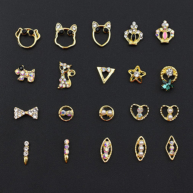 10PCs Mix Random 3D Gems Rhinestones Nails Strass Nail Art Decorations Stone Accessories Supplies Charms Butterfly Glitter