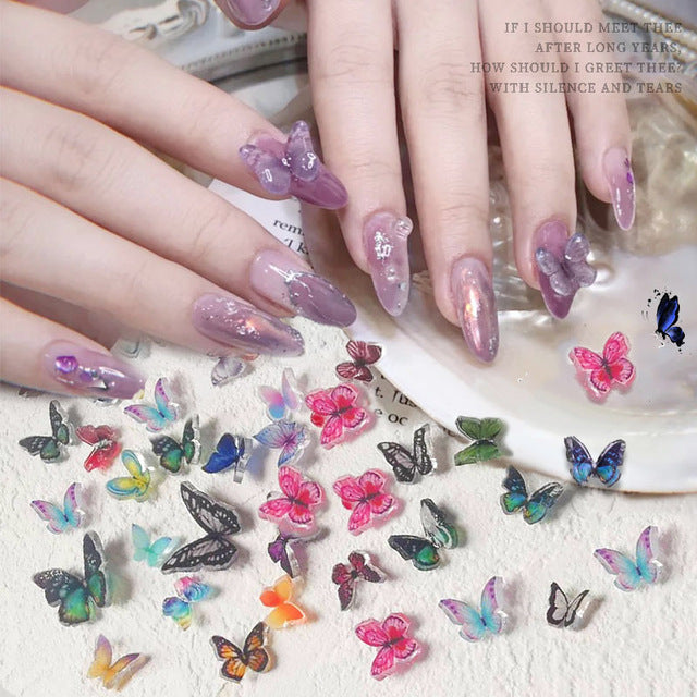 10PCs Mix Random 3D Gems Rhinestones Nails Strass Nail Art Decorations Stone Accessories Supplies Charms Butterfly Glitter