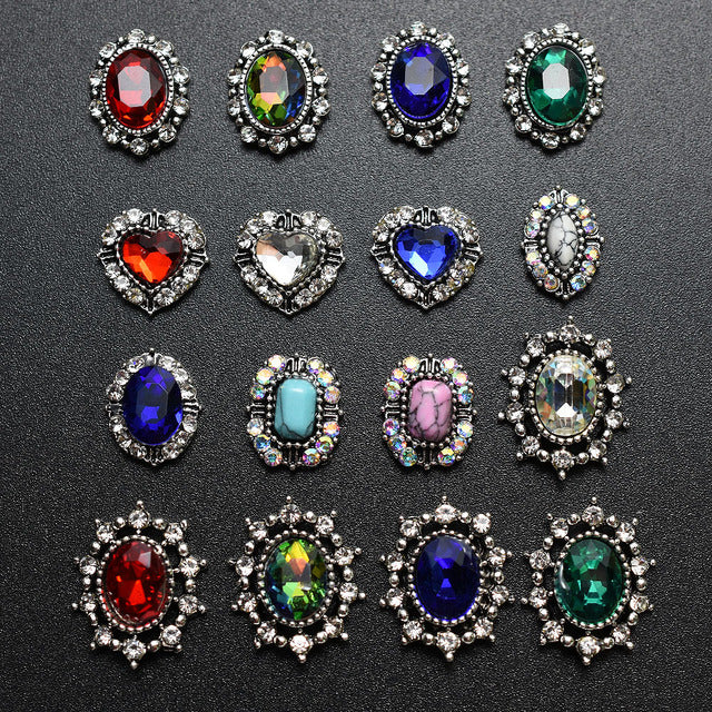 10PCs Mix Random 3D Gems Rhinestones Nails Strass Nail Art Decorations Stone Accessories Supplies Charms Butterfly Glitter