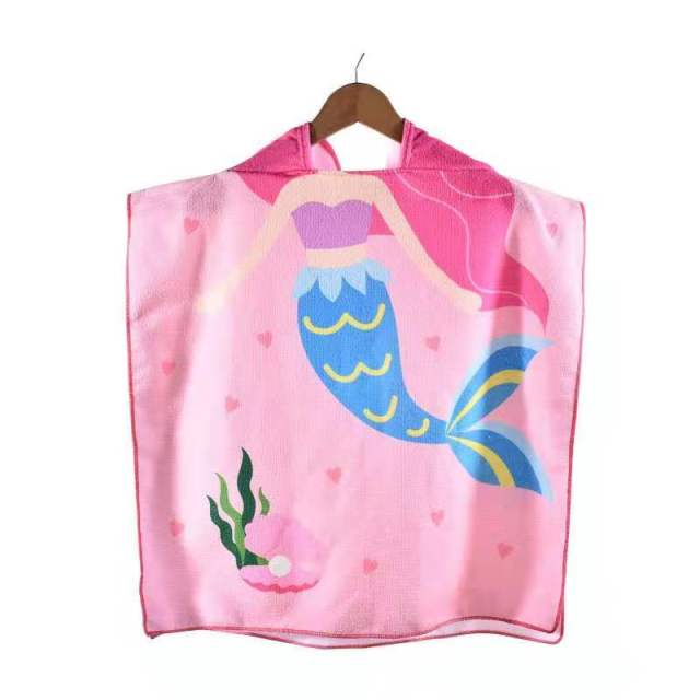 2 Sizes Plus size Kids Hooded Bath Towel Microfiber Boys Girls Beach Towels Super Absorbent Cartoon Child Sunscreen Beach Shawel