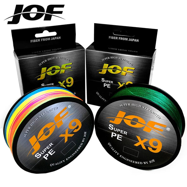 JOF X9/X12 500M 300M 100M Braided Fishing Line 9/12 Strands MultiColor Multifilament Saltwater PE Line 20 24 35 40 50 65 80LB