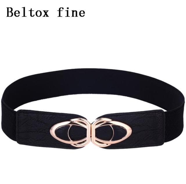 Fashion PU Leather Elastic Wide Belts for Women Stretch Thick Waist Dress Plus Size By Beltoxfine