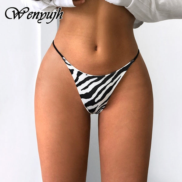 WENYUJH S-XL Cotton Bikini Panties T-back Thong Sexy Low Waist Women Underwear Cotton G-String Underpants Femlae Lingerie Briefs