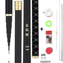 Super Light Hard Fishing Rod 98% High Carbon Fiber Telescopic Black Handle Stream Pole3.6M4.5M7.2M8M9M10M Travel Carp Rod