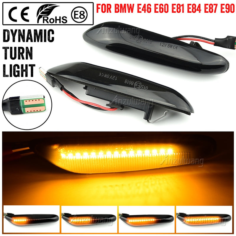 2pcs for BMW Led Dynamic Side Marker Turn Signal Light Sequential Blinker Li2 pht for E90 E91 E92 E93 E60 E87 E82 E46 Error Free