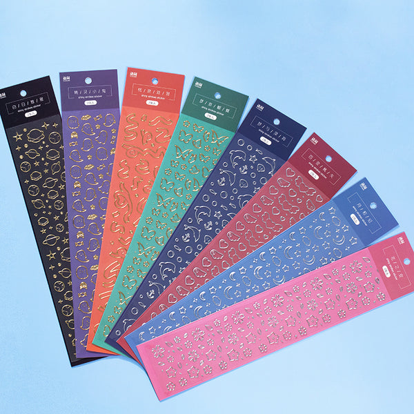 Korean Transparent Bronzing Gold Silver Butterfly Ribbon Dolphin Sticker Scrapbooking Stick DIY Material Stationary Art Supplies