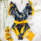 2021 New Sexy Ruffle Print Floral One Piece Swimsuit Off The Shoulder Swimwear Women Solid Deep-V Beachwear Bathing Suit Monkini