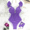 2021 New Sexy Ruffle Print Floral One Piece Swimsuit Off The Shoulder Swimwear Women Solid Deep-V Beachwear Bathing Suit Monkini