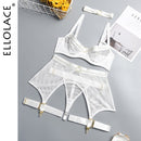 Ellolace Lingerie Women's Underwear 4 Piece Set Sensual Lingerie Women Bra with Bones Lingerie Set Erotic Lingerie Underwear Set