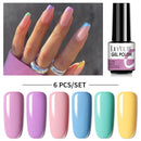 LILYCUTE 2/4/6 Pcs Gel Nail Polish Set 136Color Glitter Semi Permanent Hybrid Gel Varnish Base Top Coat Soak Off UV LED Nail Art